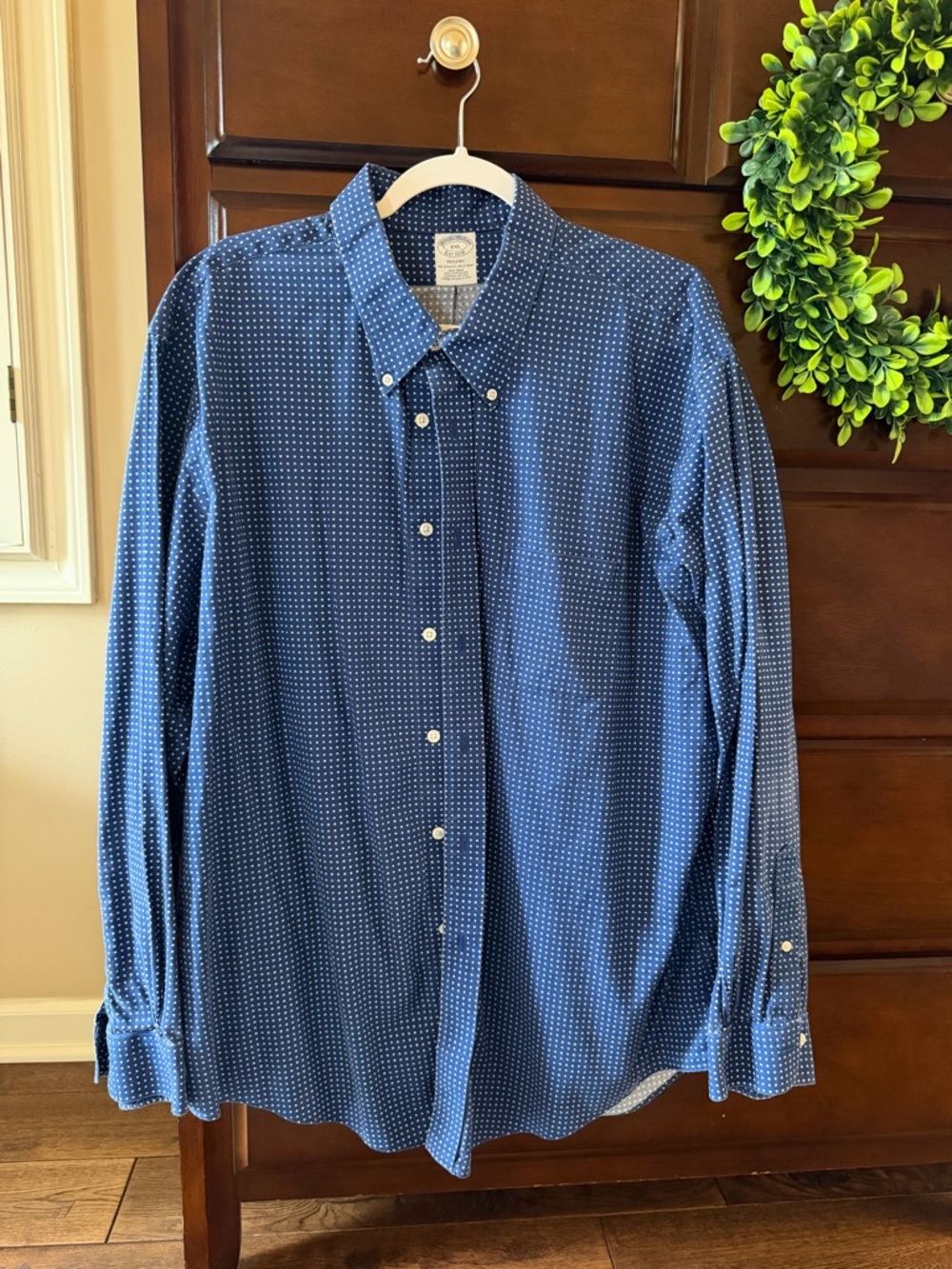 Brooks Brothers Navy Blue Microdot Button-Down Shirt